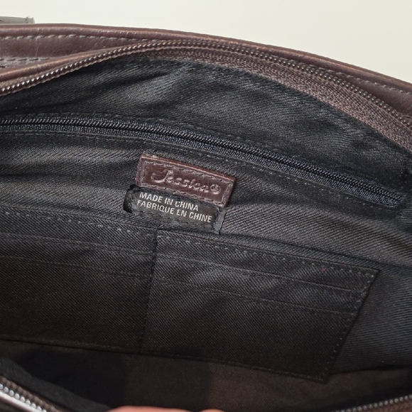 Vintage Jessica Brown Monogram Shoulder Bag with Buckle Accents - Picture 7 of 9